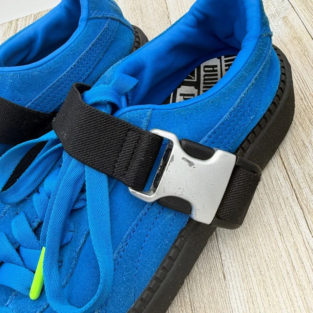 Puma Suede Platform Buckle Blue Black Sneakers 367451-01 Womens 8